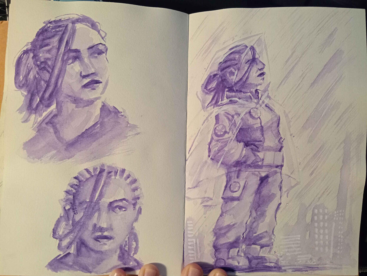 Practice watercolour sketches of Wren