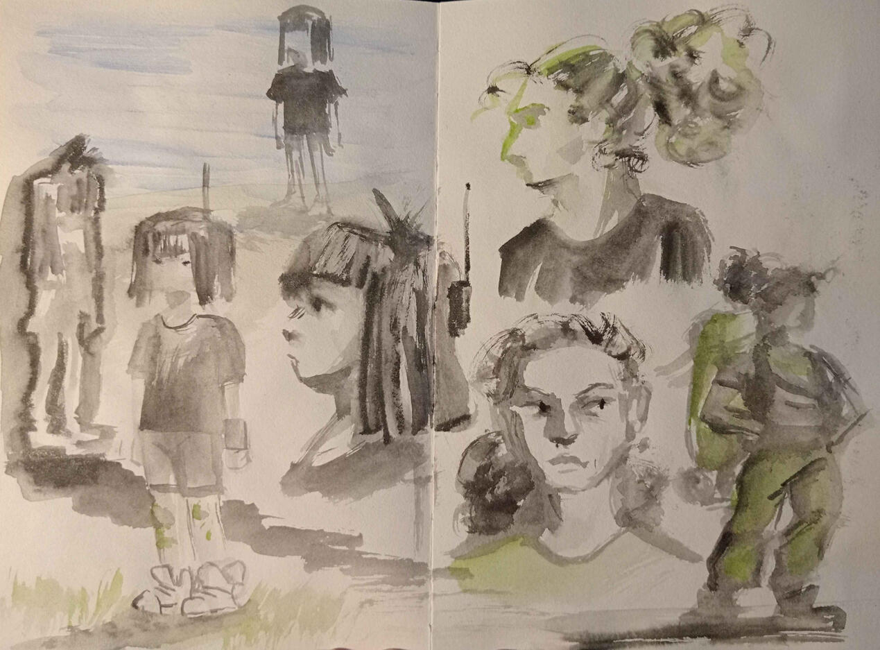 Developmental sketches for Kate and Wren